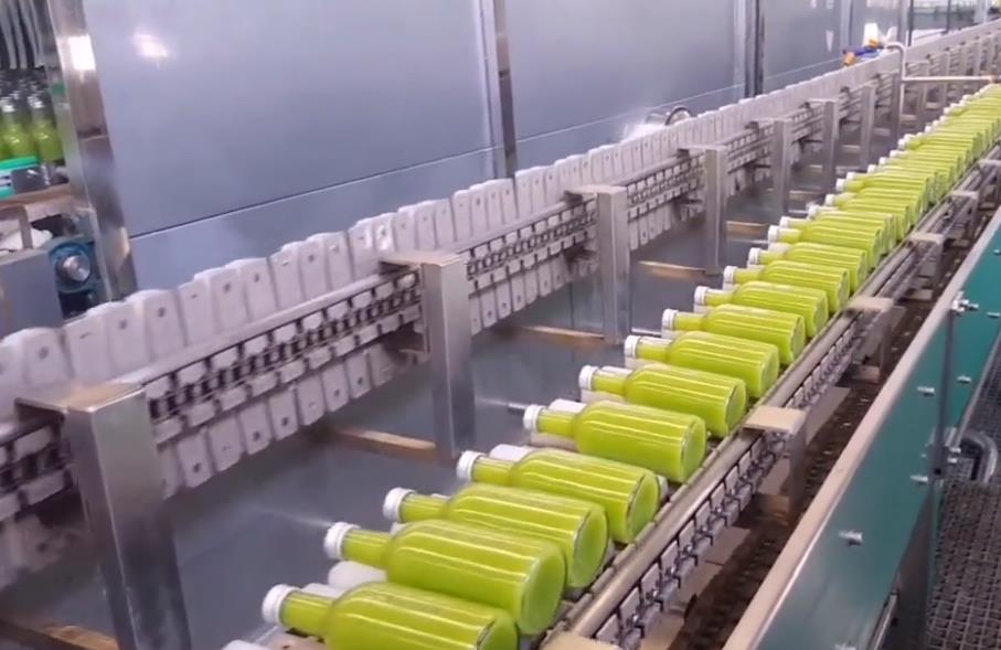 飲料果汁倒瓶噴淋殺菌機視頻